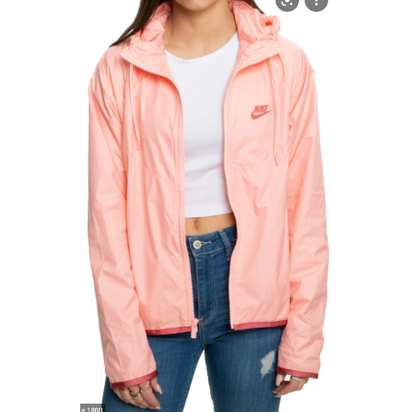 Nike Windrunner Hooded weatherproof wind running lightweight Jacket peach XS NEW - Picture 2 of 3